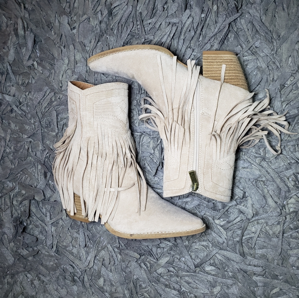 Beast Fashion Fringe Western Ankle Boot